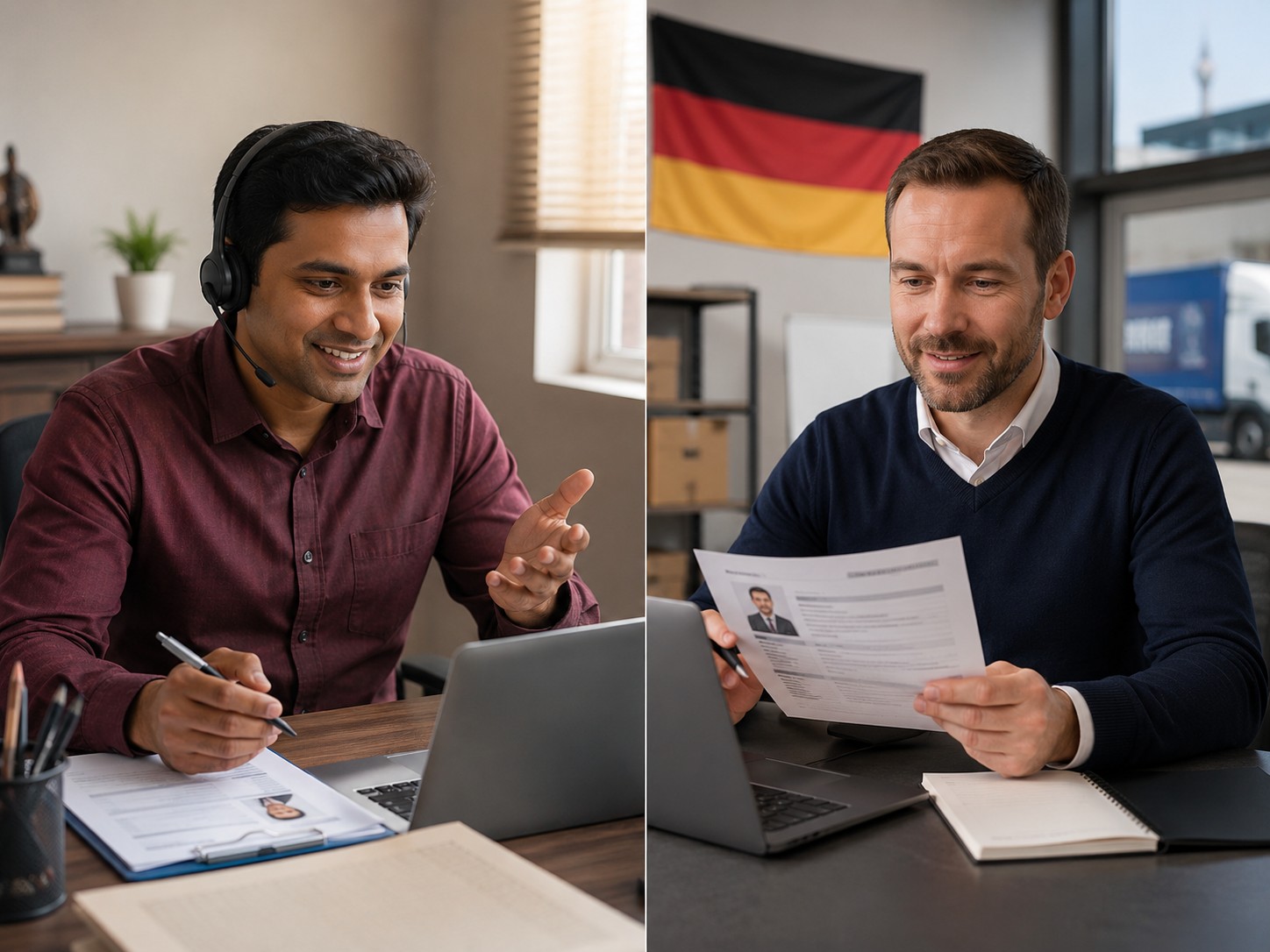 EuroDoot's India and Germany teams coordinating on a candidate file